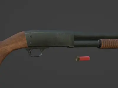 Ithaca M37 Pump-Action Shotgun  Low-poly 3D model