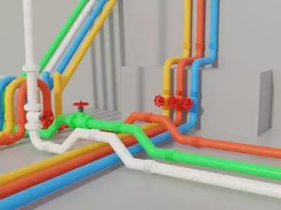  Modular Pipes Low-poly 3D model