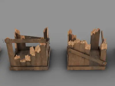 Damaged Crates  Low-poly 3D model