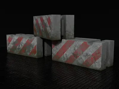 Concrete Barrier Low-poly 3D model buy