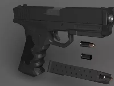 Futurist 9mm Pistol Low-poly 3D model