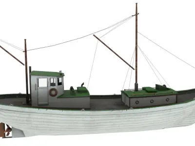 Low poly fishing boat Low-poly 3D model