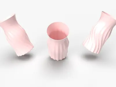 Realistic 3D pink coloured Vase set 3D print model