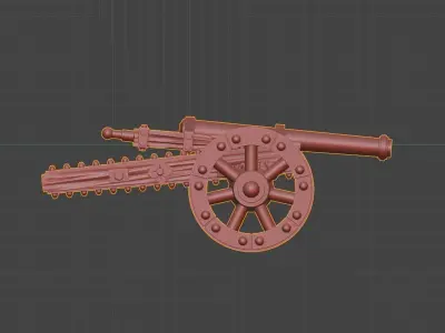 Stylized wheeled cannon figurine 3D print model purchase