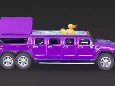 Purple Party Limo SUV 3D Model Low-poly 3D model