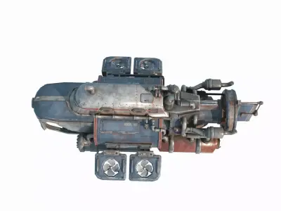 Steam powered fantasy style bombing spacecraft 3D model