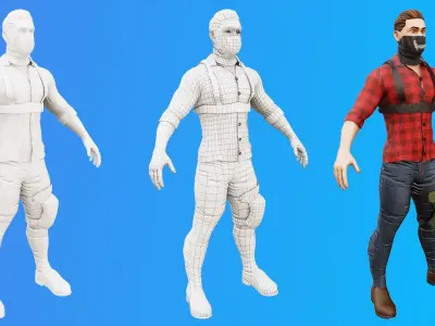 3D Male Terrorist Pack - Game-Ready for AR VR Low-poly 3D model