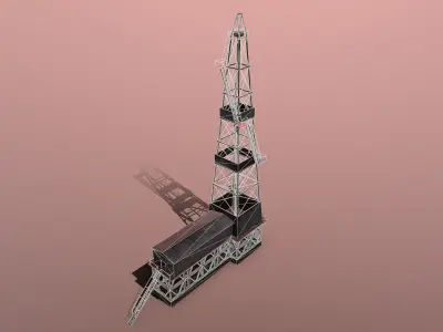 Tower02 oil rig Low-poly 3D model