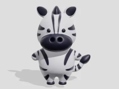 Cute little zebra  Low-poly 3D model