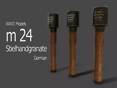 WWII - m24 Stielhandgranate Low-poly 3D model