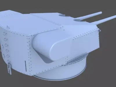 Bismarck 15cm turret 02 - Commercial license - 1-350 scale 3D print model