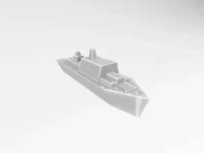 Cartoon Simple Warship v1 009 Low-poly 3D model
