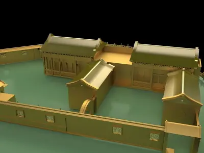 Chinese courtyard house 3D model 2