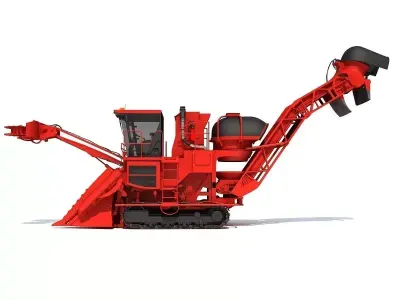Red Sugar Cane Harvester 3D model