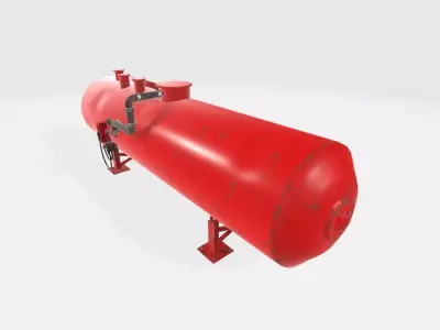 long industrial cylinder tank 3D model