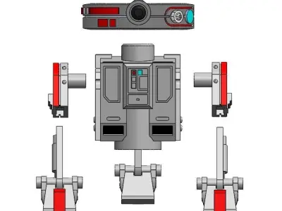 T3 K10 Droid for 375in and 6in Figure Diorama 3D print model