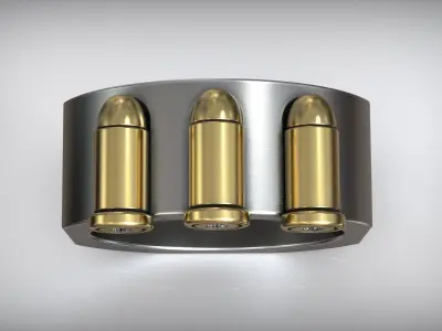 Military Silver Diamond Ring Gold Inlay  3D print model