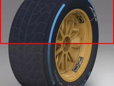 18 inches wet front tyre Low-poly 3D model