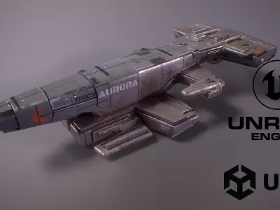 PBR Deep Space Freighter Aurora Low-poly 3D model