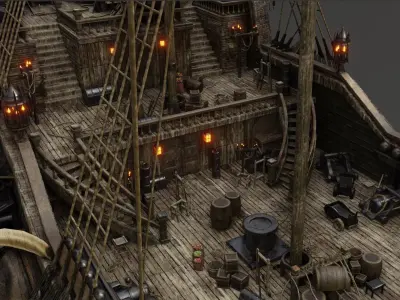 Scorpion War Ship Model Rig Low-poly 3D model