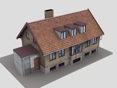 Realistic European City Block Building 28 Low-poly 3D model