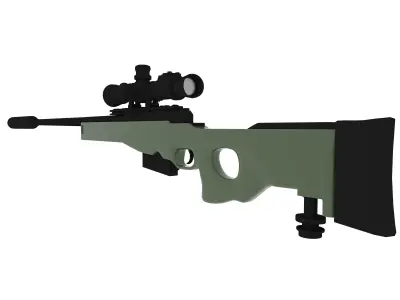 AWM Sniper Gun  Low-poly 3D model