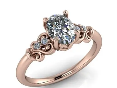 Vintage Solitaire Handcraft design antique Ovalcut Ring Classic 3D print model