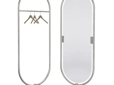 standing mirror and clothing rack set Low-poly 3D model