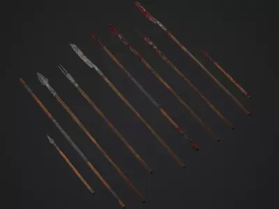 PSX Style Melee Weapons Low-poly 3D model