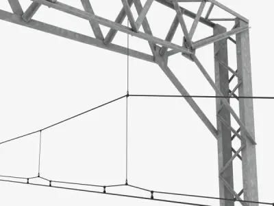Railway Track and Catenary 3D model