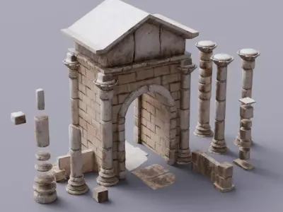 Architecture Old Set Low-poly 3D model