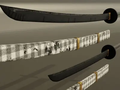Sci-fi samurai Katana set with Wakizashi Low-poly 3D model