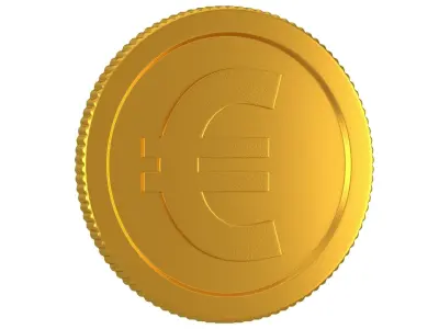Euro Gold Coin 01 3D model