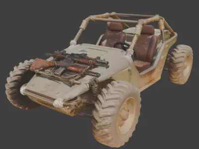 Post Apocalyptic Frontier Buggy 3D Model Low-poly 3D model