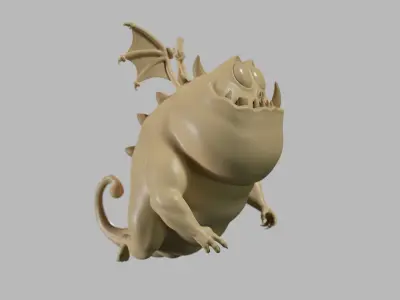 Cut and fat dragon Low-poly 3D model
