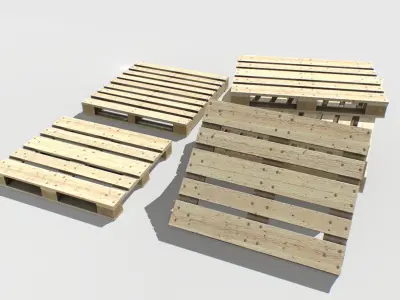 Industrial Wooden Pallet 6 Low-poly 3D model