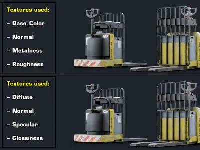 Rigged Pallet Truck Realtime 3D model