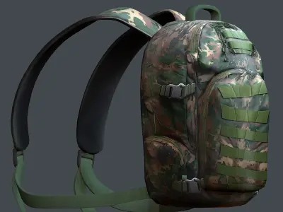 Backpack military combat Black baggage Low-poly Low-poly 3D model purchase