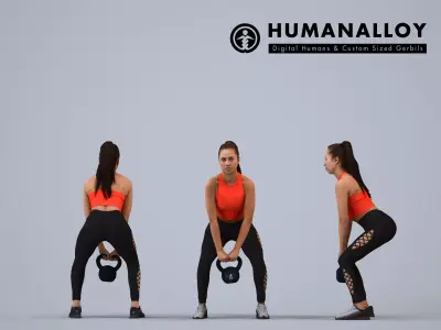 00253Anargul0009 - Adult Indian woman crouching during exercise 3D model