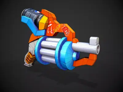 Stylized Gun Low Poly Low-poly 3D model