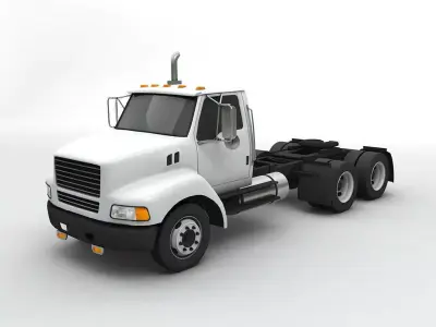 Semi Truck Tractor 3 Axle 3D model