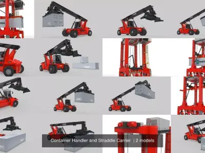 Container Handler and Straddle Carrier  3D Model Pack
