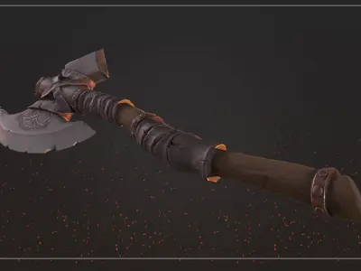 Stylized Axe Low-poly 3D model 6