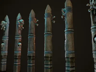 Totem wood 10 pbr 4k Low-poly 3D model