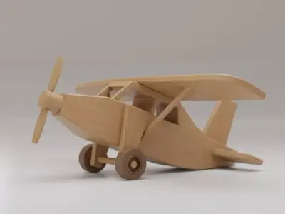Wooden Airplane Toy - Small Aircraft Low-poly 3D model