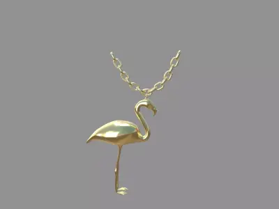 flamingo locket golden 3D model