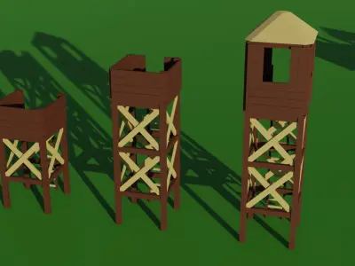 Low Poly RTS watchtower - Upgradable Low-poly 3D model