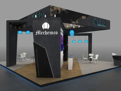 Exhibition Stand Stall Two Side Open 9X9 3D model