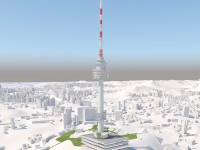 Namsan Tower Seoul and Environment 3D model