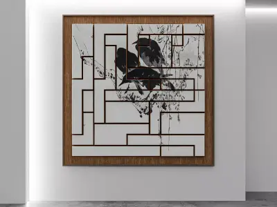 Painting Frame - Bird Design - 3D Wall Art Model Low-poly 3D model